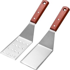 2Pcs Professional Spatula with Metal Blade and Wooden Handle