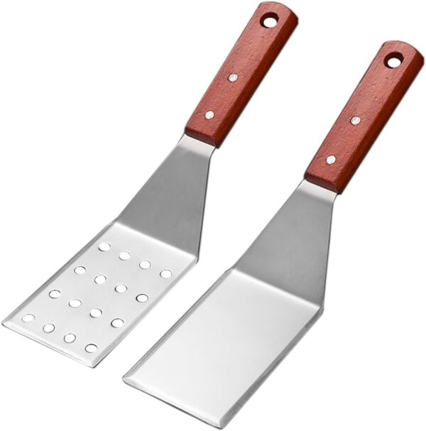 2Pcs Professional Spatula with Metal Blade and Wooden Handle